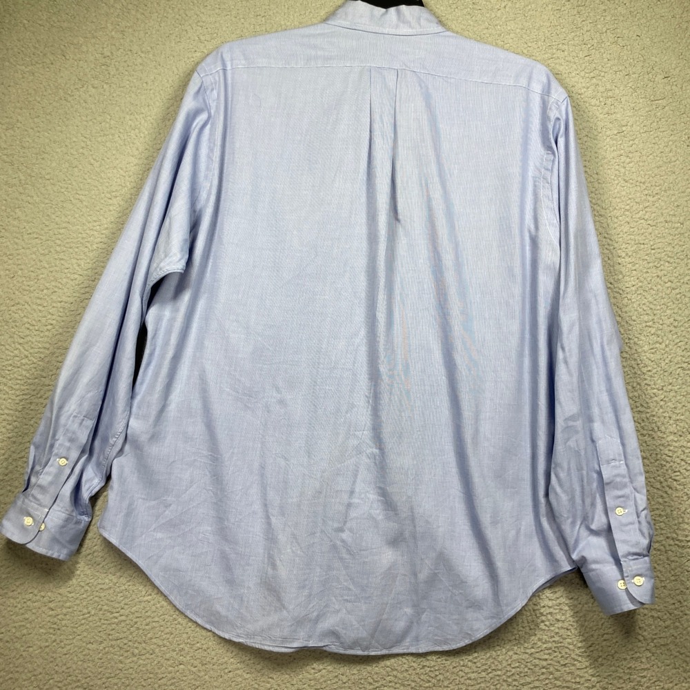 Ralph Lauren Button Down Shirt Men XL Blue Classic Fit Micro Check Long Slv FLAW - Picture 6 of 9